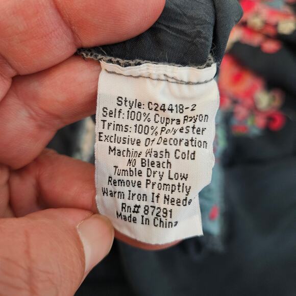 Johnny Was Embroidered Tunic Mini Dress Gray Rayon | Women's Small - Picture 16 of 16